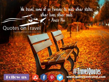 We travel, some of us forever, to seek other states, other lives, other souls - Travel Quote by Anaïs Nin